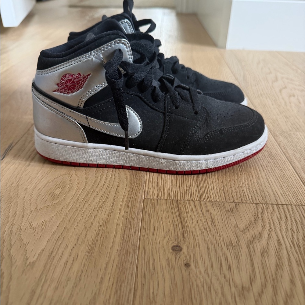 Jordan Kids Sneakers Black with Silver and Red Accents